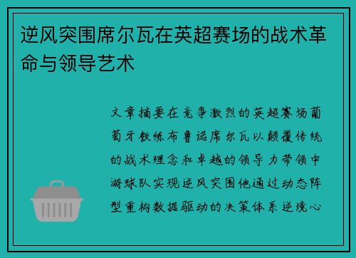 逆风突围席尔瓦在英超赛场的战术革命与领导艺术